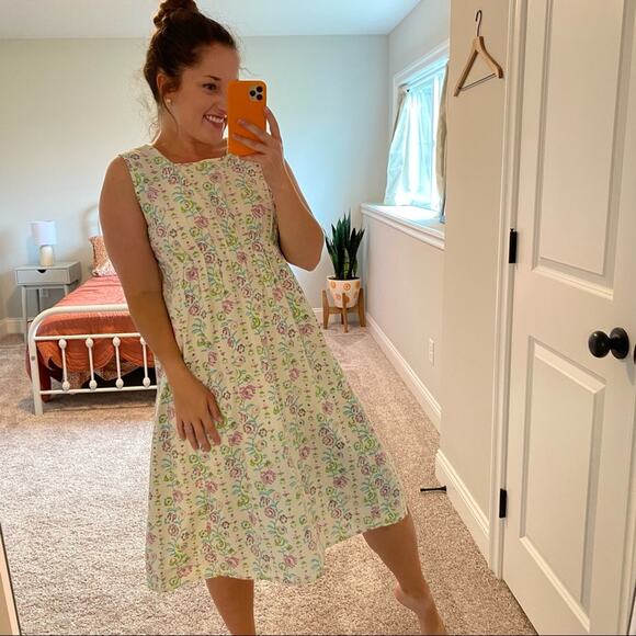Matta Cotton White Purple Blue Floral MIDI Dress Small - Picture 4 of 16